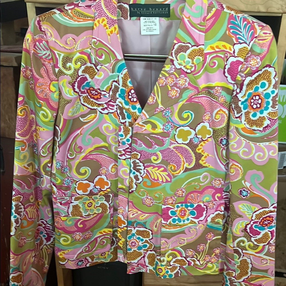 Harve Benard Vibrant Pink and Green Blazer